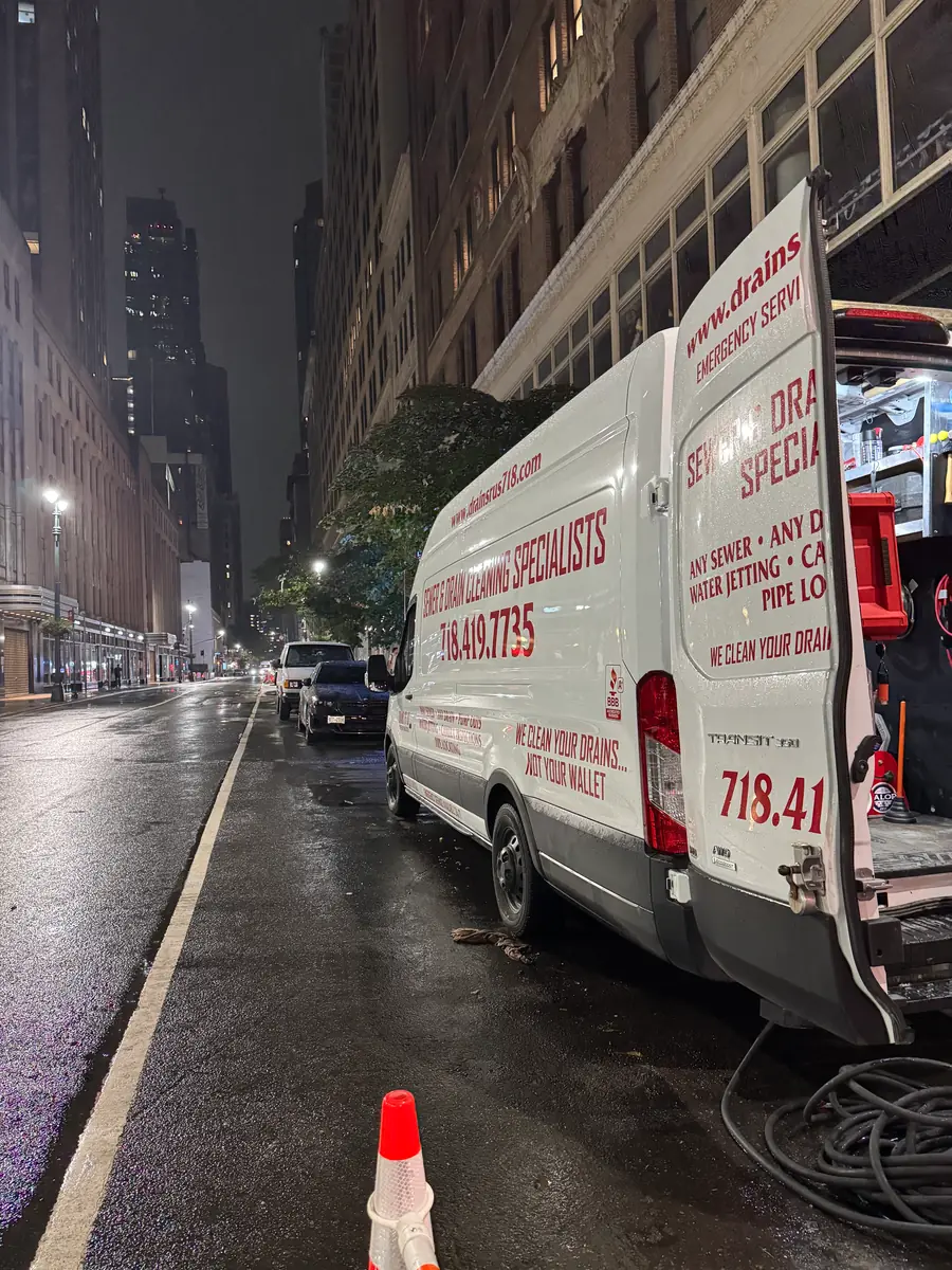 Drains R Us van on a night emergency call